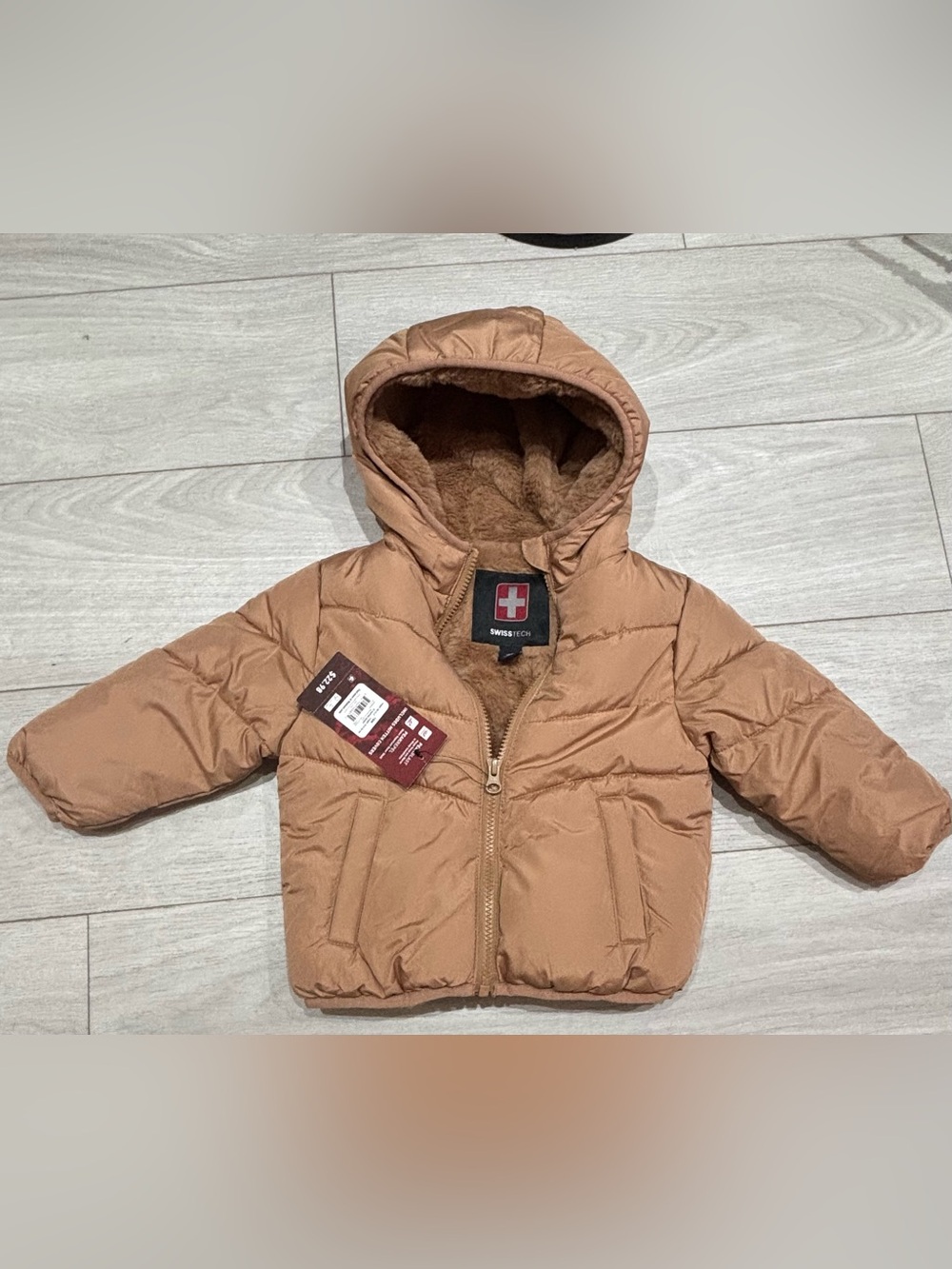 Swisstech Toddler Tan Hooded Puffer Jacket 18M NWT